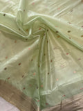 Premium quality semi Paithani silk by Organza- Green- 902472