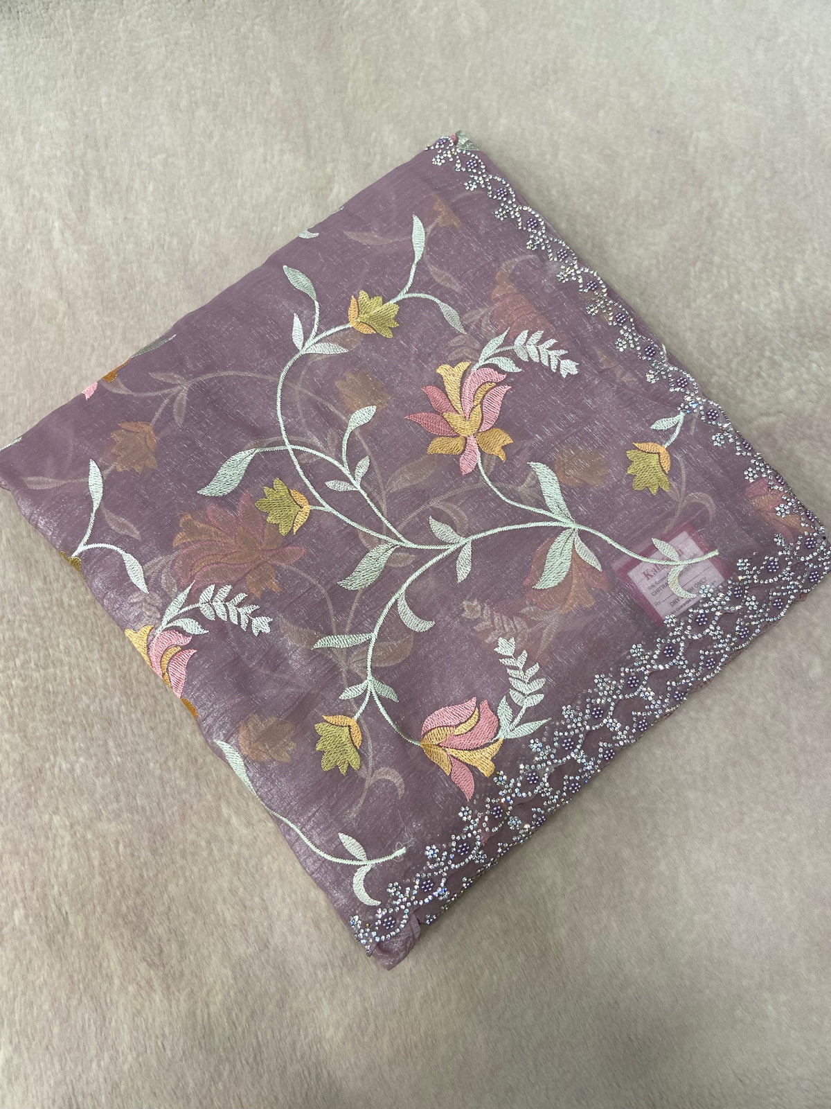 Premium Crush Organza Saree (Lavender)