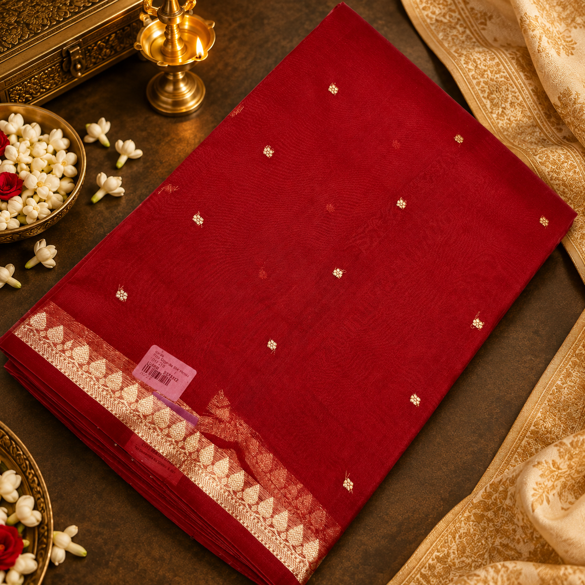 Pure Organza silk saree- Silk mark certified- 902351 Rust Orange