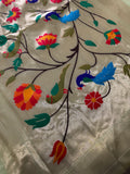 Premium quality semi Paithani silk by Organza- Green- 902472