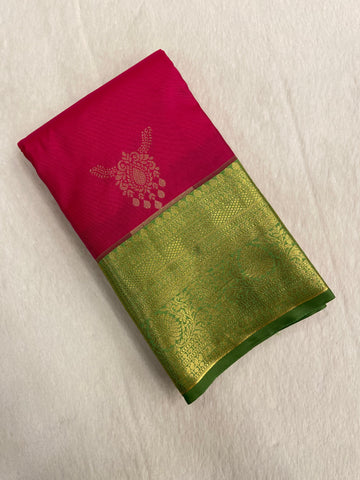 Premium Mini Kanchi Silk Saree (Pink)