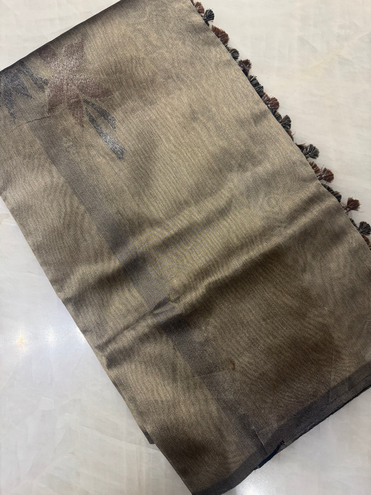 Premium tussar saree with zari embroidery