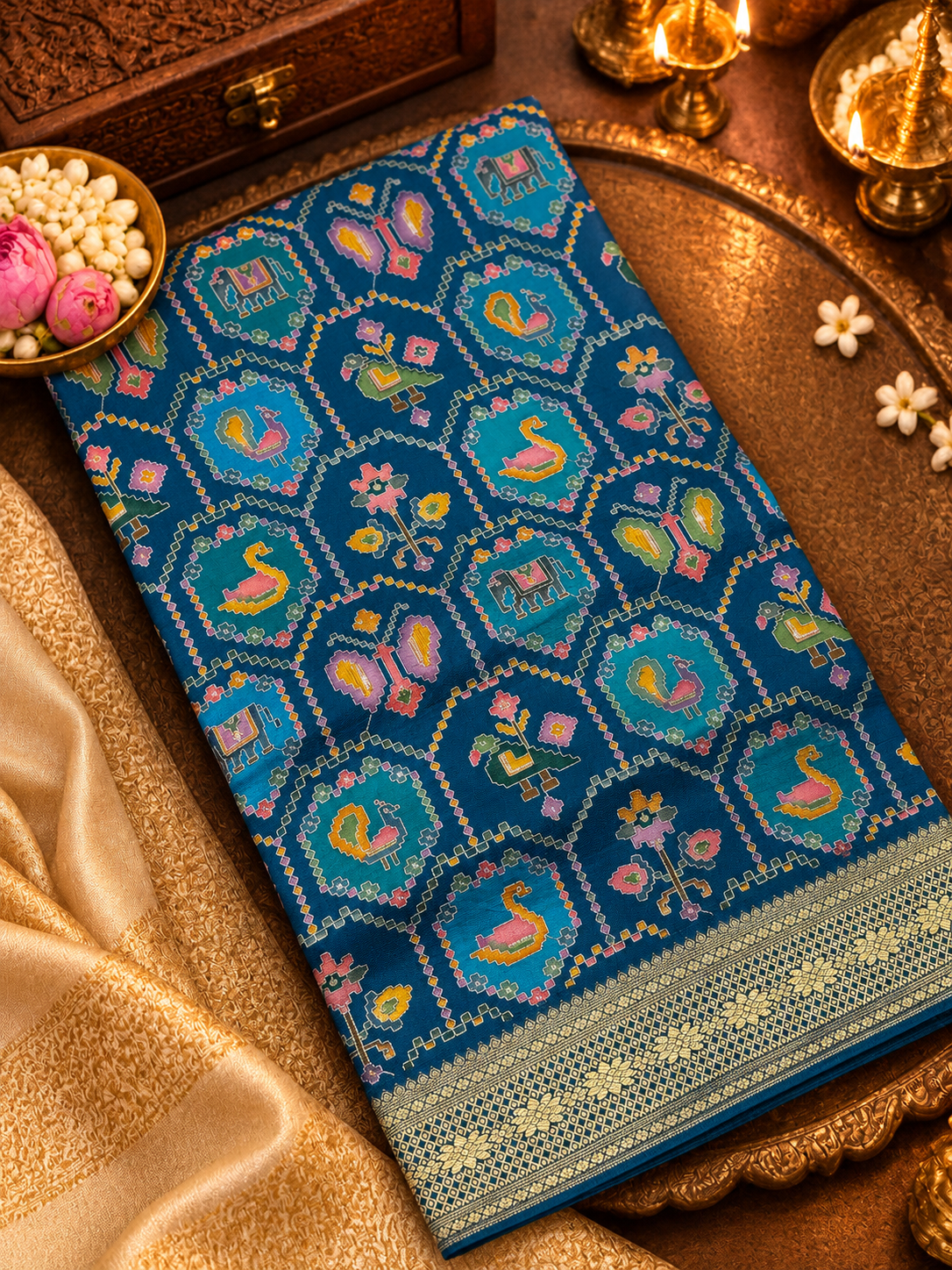 Premium Banarasi Crepe silk Saree With Appliqué Work - 902645