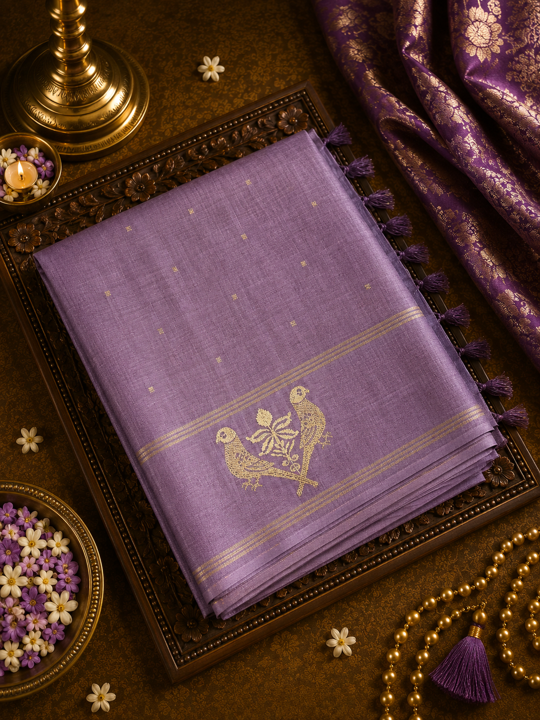 Premium Tassar Saree With Embroidery