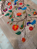 Premium quality semi Paithani silk by Organza- Aqua Blue- 902472
