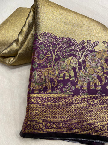 Pure mix bridal tissue semi silk saree