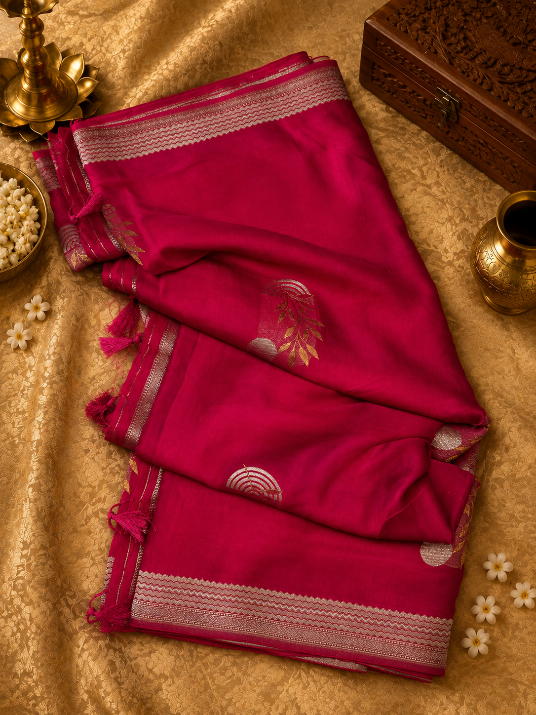 Pure crepe satin silk saree