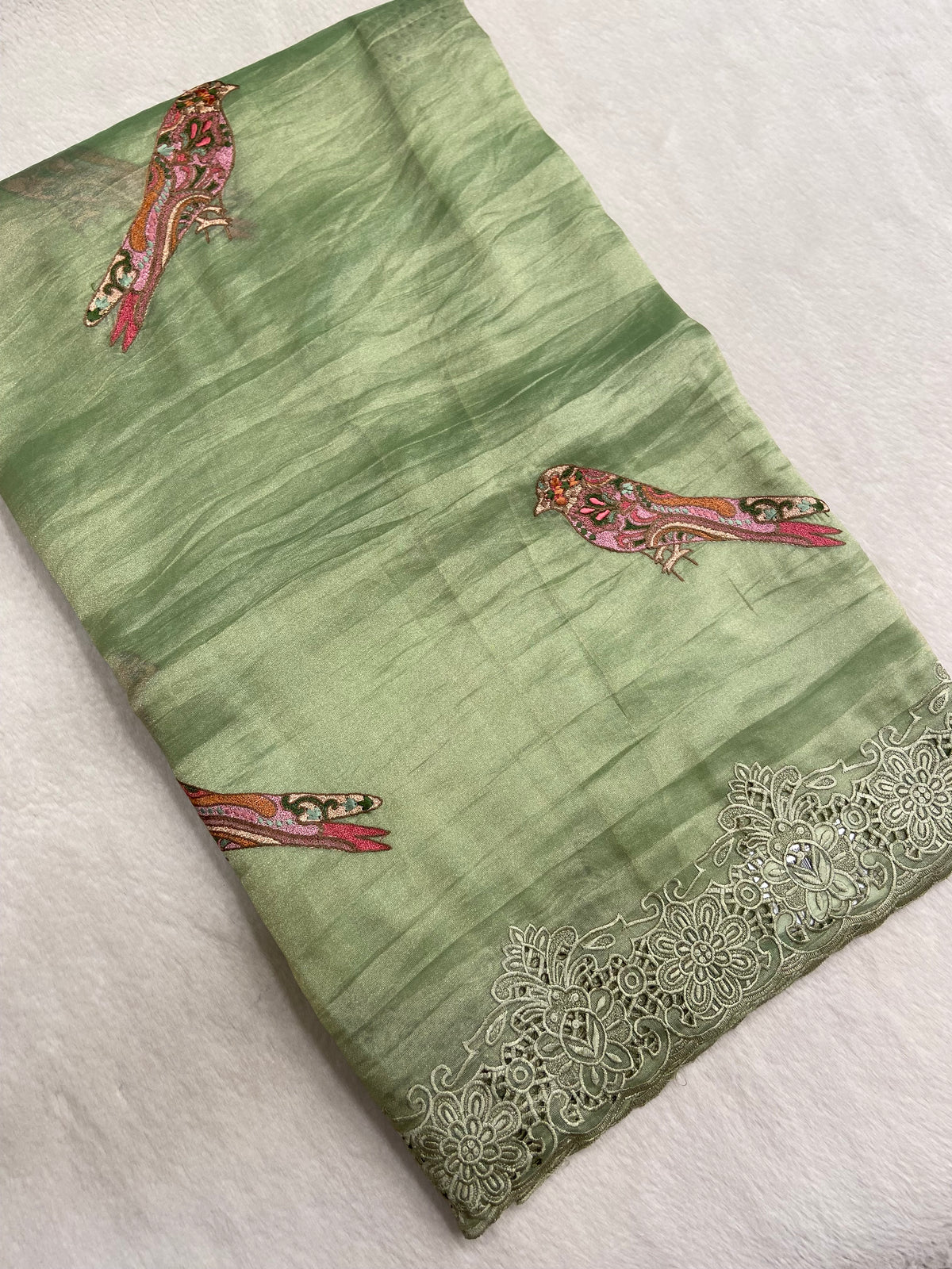 Pure Tissue Organza Saree With Embroidery