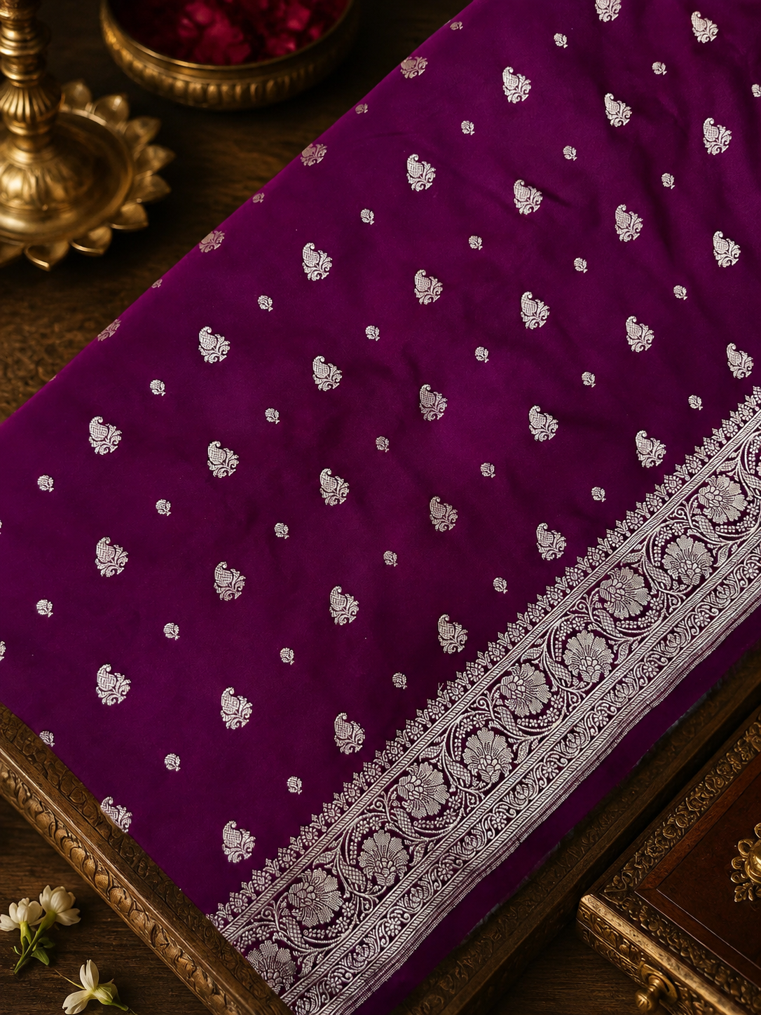 Premium Banarasi Crepe Satin Silk Saree
