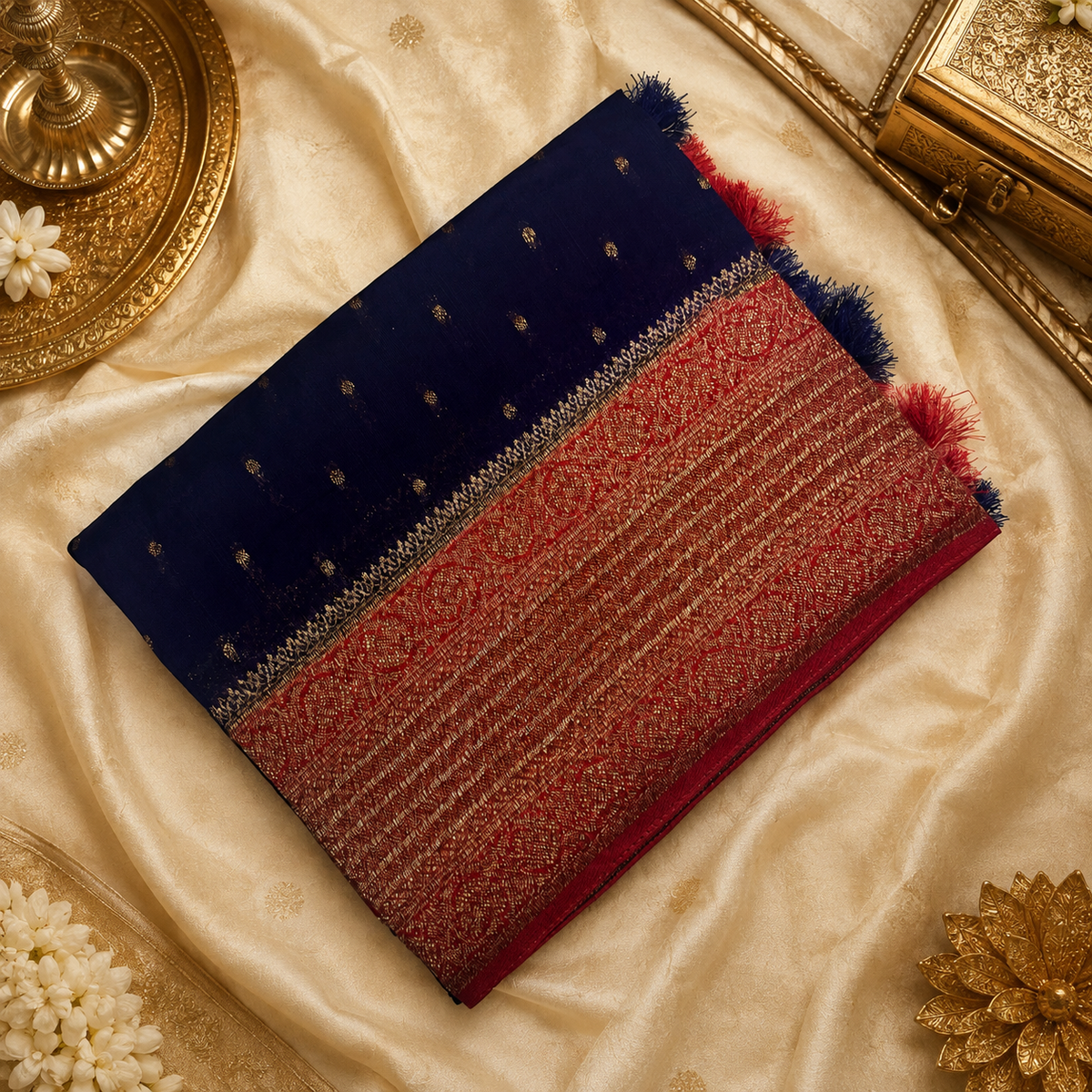 Premium crepe Tussar saree
