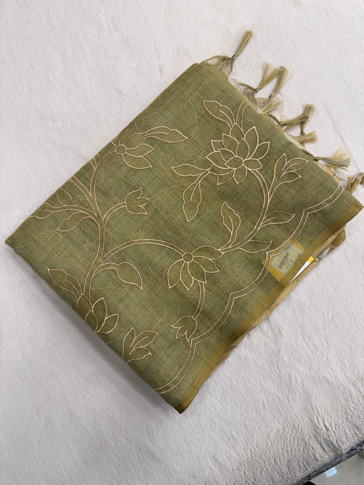 Pure Linen Organza Saree with Appliqué work