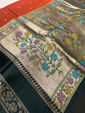 Premium Quality Tussar Saree in Paithani Weaves With Satin Border