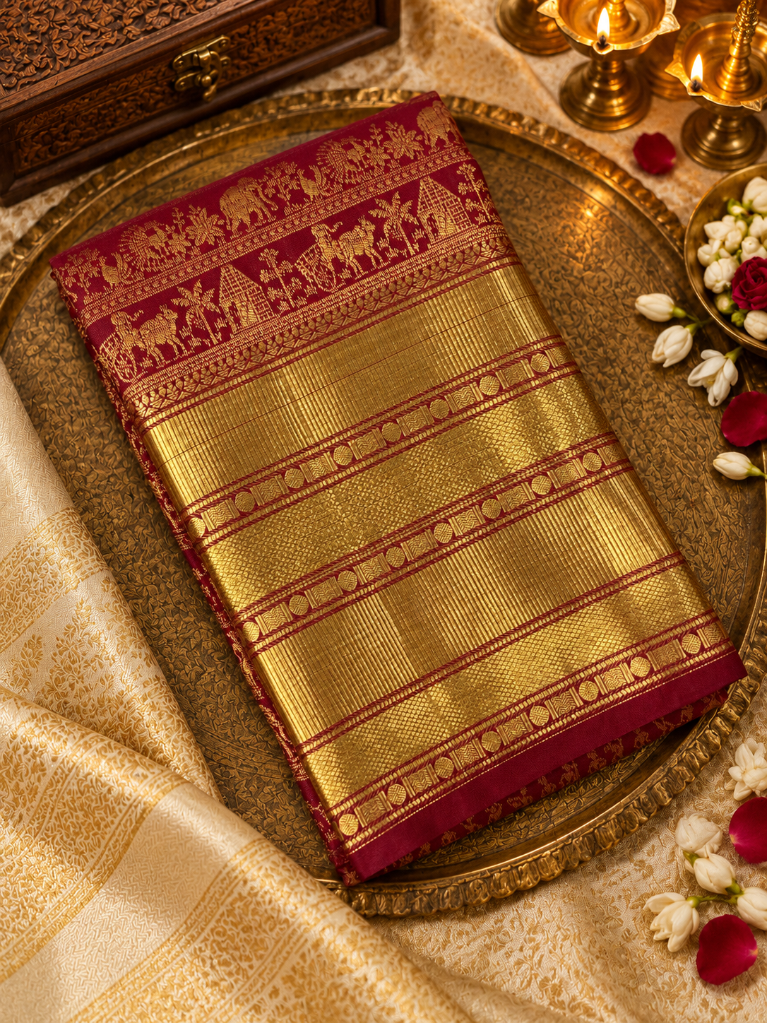 Premium Bridal Semi Kanchipuram Silk Saree - RF1302