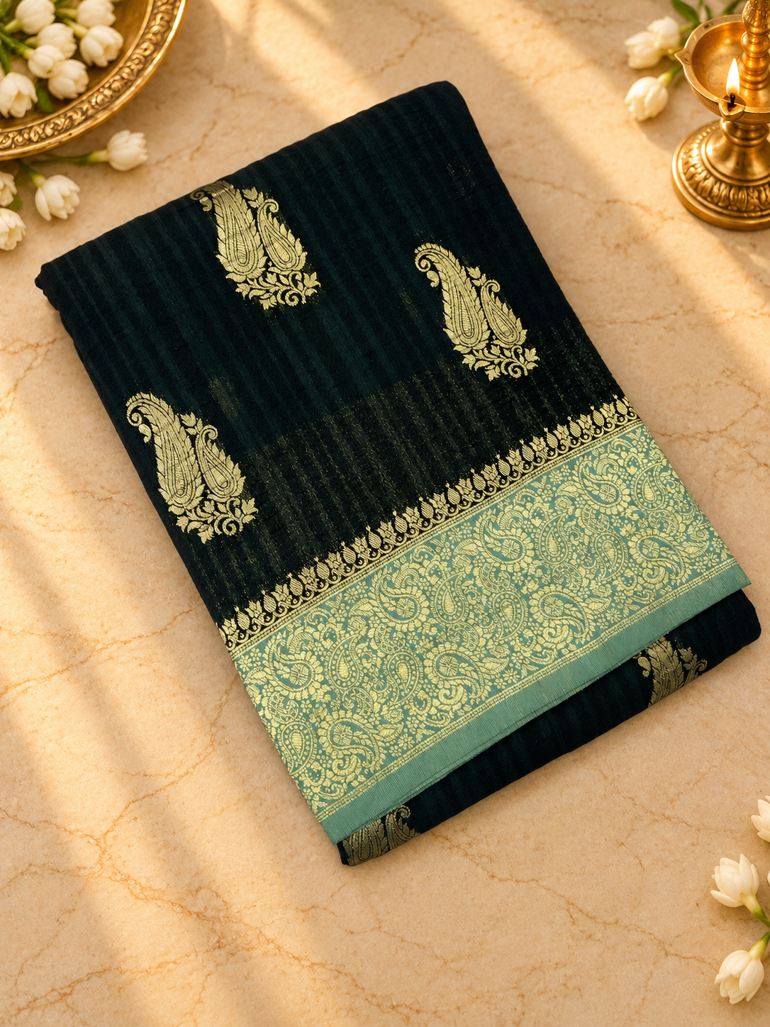 Premium Antique Zari Georgette Saree🖤 - 902773