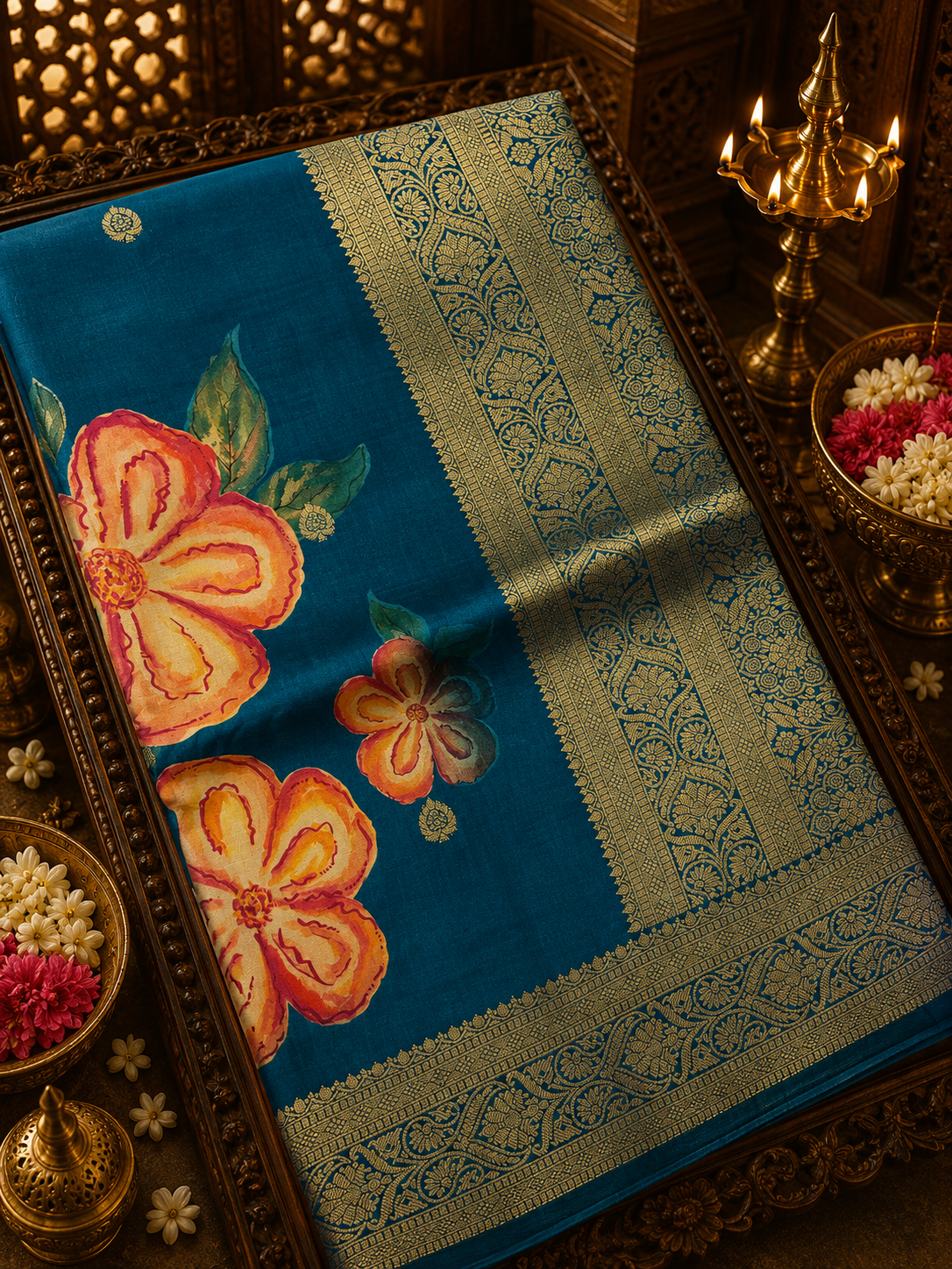 Digital Print Concept In Premium Semi Kanchipuram Silk Saree