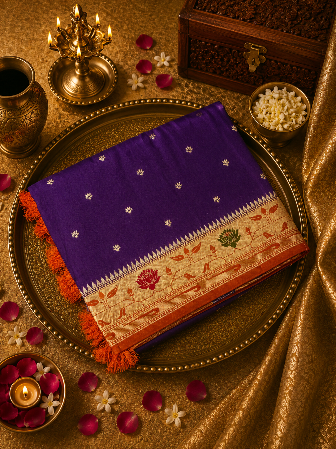 Premium Russian Silk Saree With Paithani Border