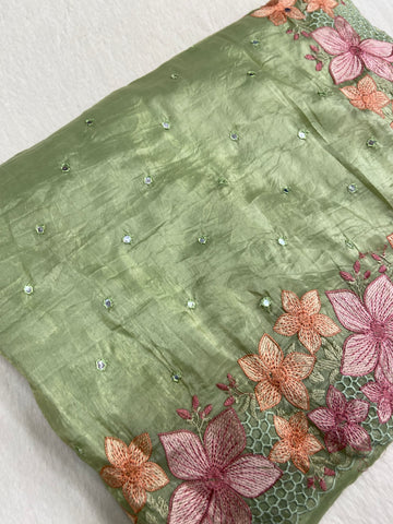 Pure paper crush organza saree