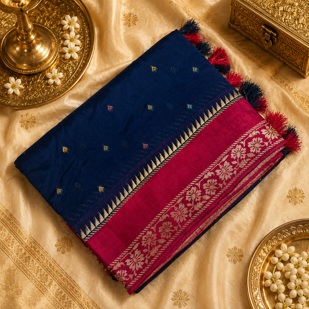Premium Quality Tussar Saree in Paithani Weaves With Satin Border