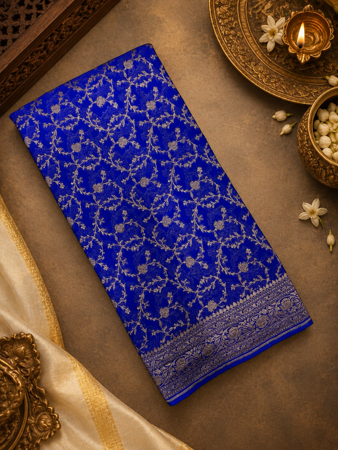 Pure crepe khaddi Banarasi saree- Silk mark certified- GS