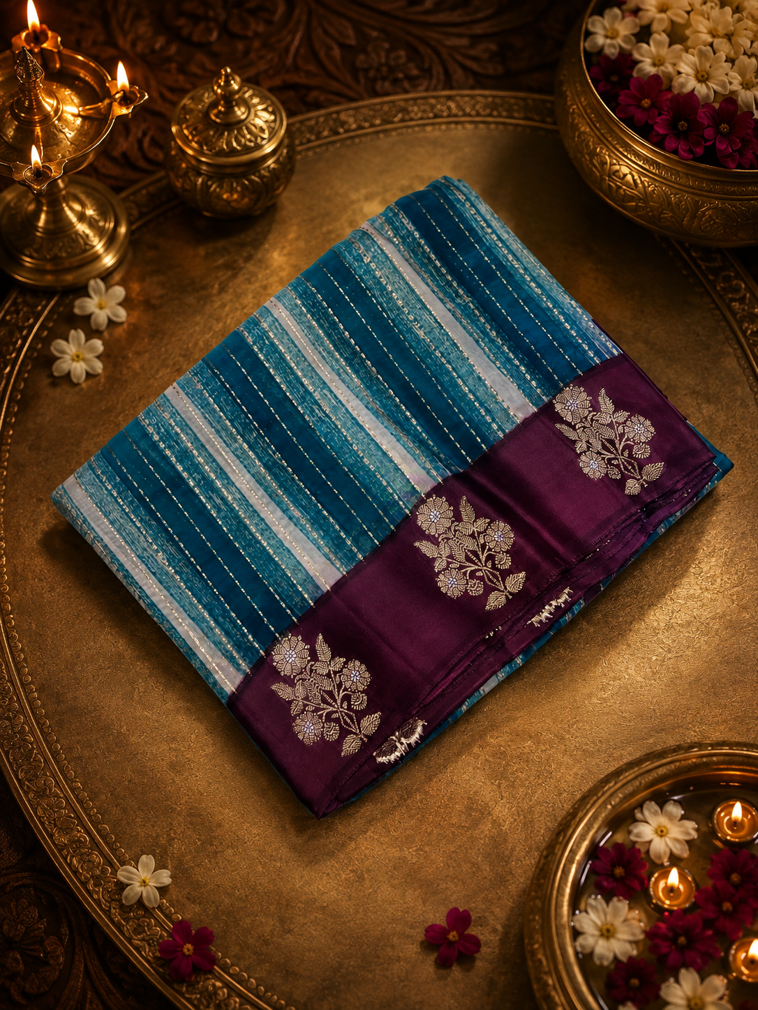 Pure soft organza saree with satin border