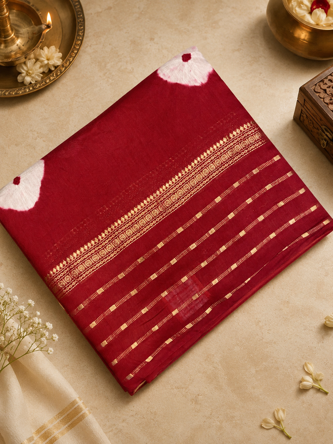 Premium Semi Chanderi Saree With Batiq Print