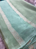 Pure Chinnon Saree- 902217 Light pastel green