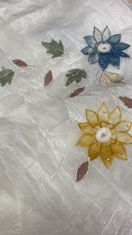 Pure paper crush organza saree