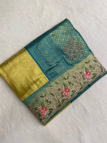 New concept in bridal soft tissue semi silk saree