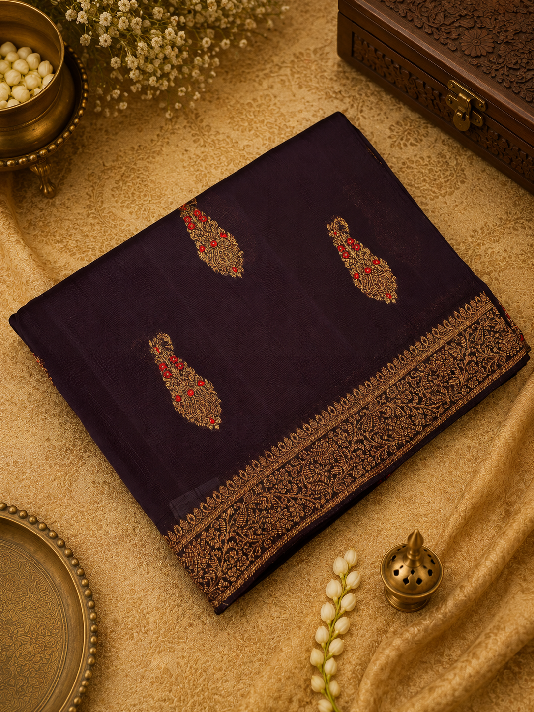 Premium Tassar Silk Saree (Dark)