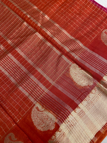 Premium Chanderi Saree (Rust)