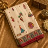 Premium Banarasi Crepe Kalamkari Saree