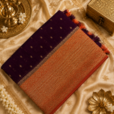 Premium crepe Tussar saree- Winish purple