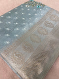 Premium Tissue Organza Saree With Embroidery - 902346