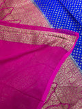 Pure crepe khaddi Banarasi saree- Silk mark certified- Royal Blue