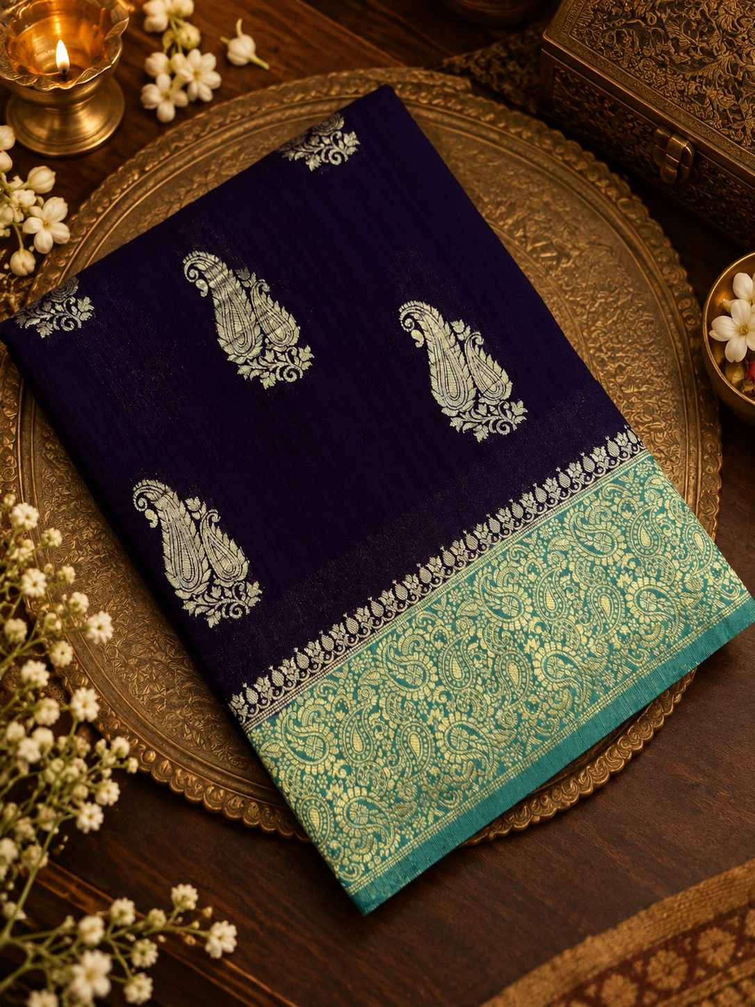 Premium Antique Zari Georgette Saree - 902773 💜Purple