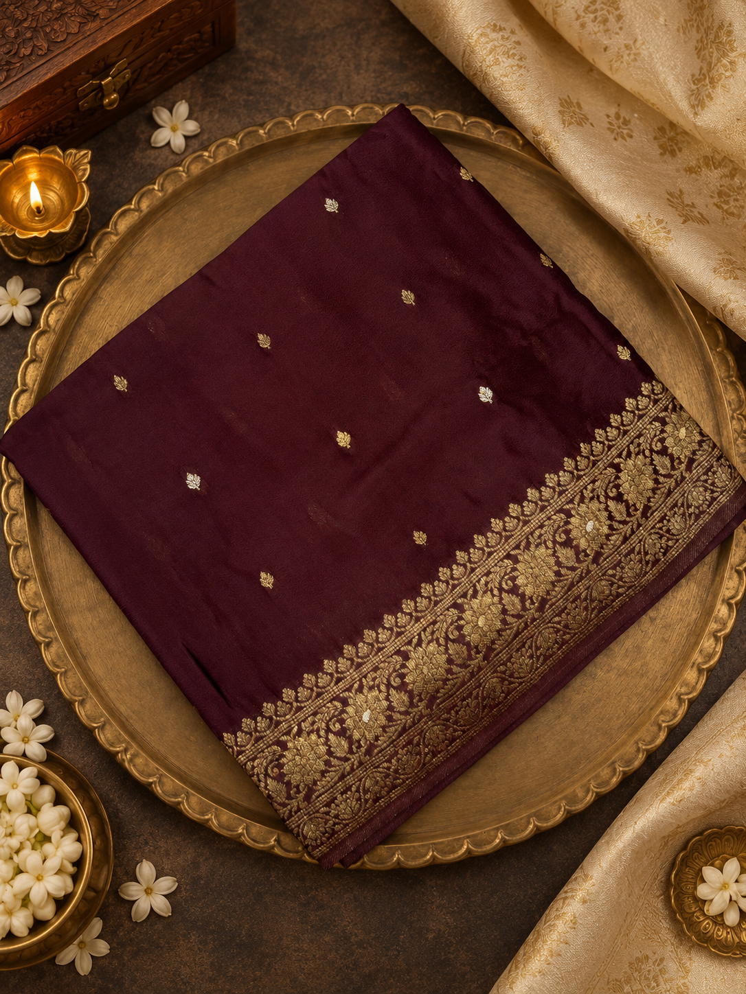 Premium Crepe Silk Saree 🤎-902352