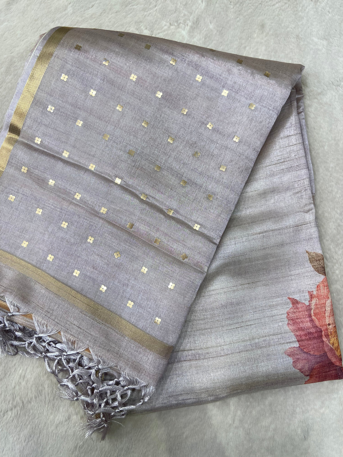 Premium Tassar With Sequins Work