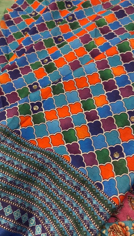 Banarasi Kalamkari Saree With Mirror Work