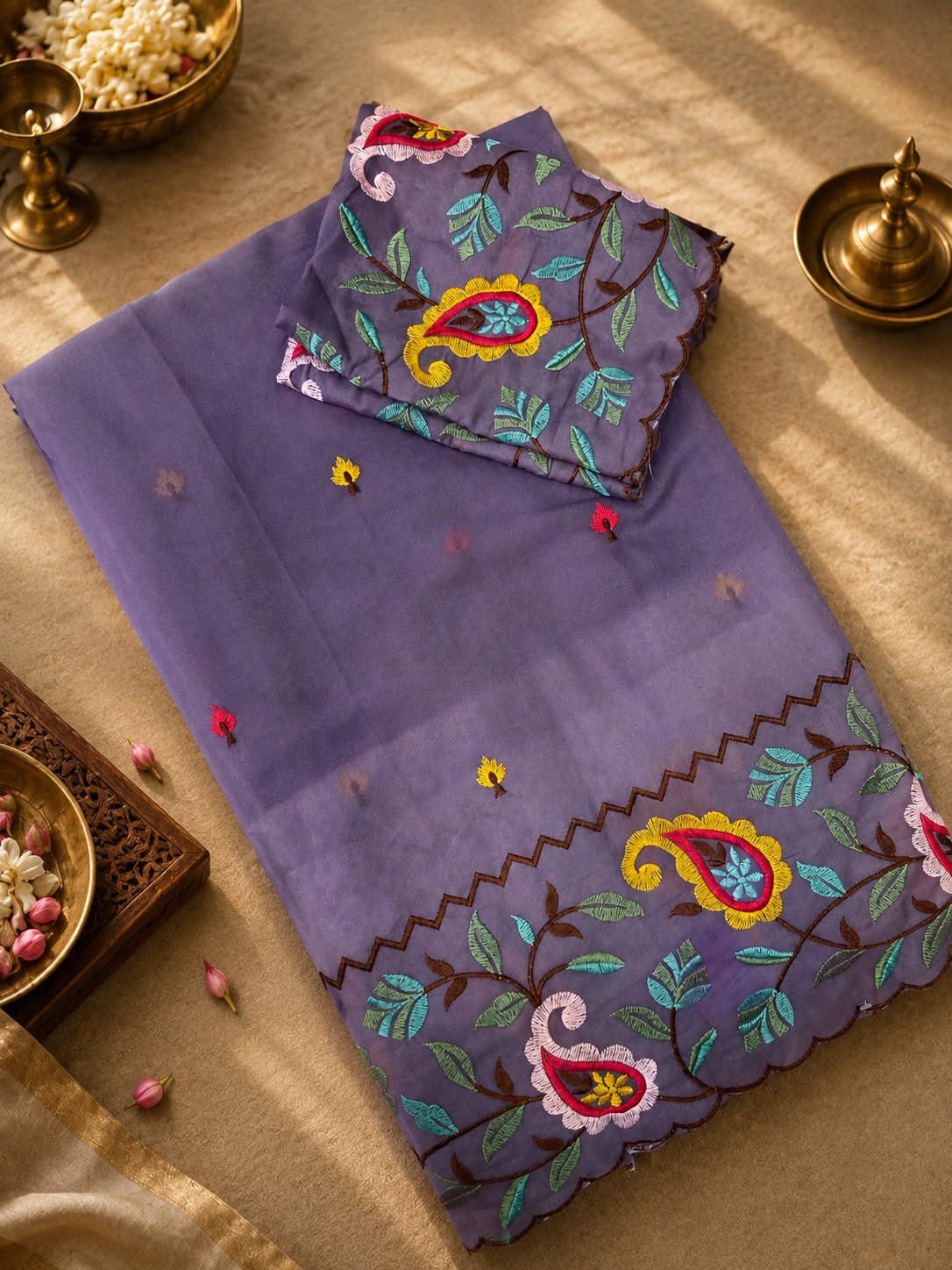 Premium Organza Saree with thread embroidery🪻