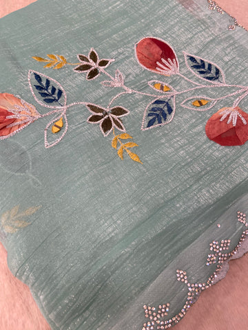 Premium Crush Organza Saree 💚
