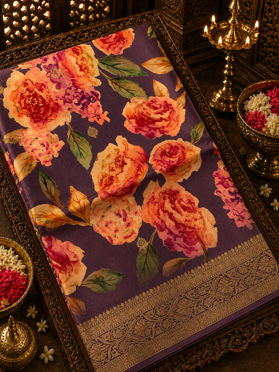 Digital Print Concept In Premium Semi Kanchipuram Silk Saree