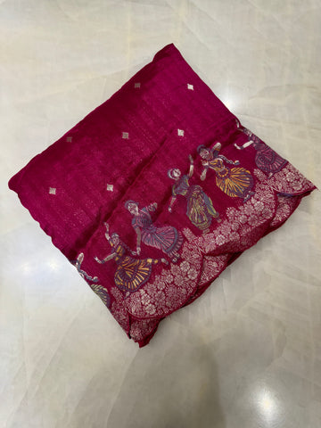Premium Quality Semi Mashru Silk Saree with Scalloped border