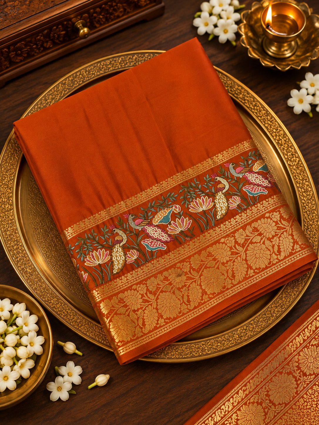 Premium Crepe Mysore Silk Saree With Embroidery - 902533