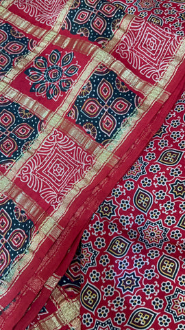 Pure Gajji modal silk saree (Red)