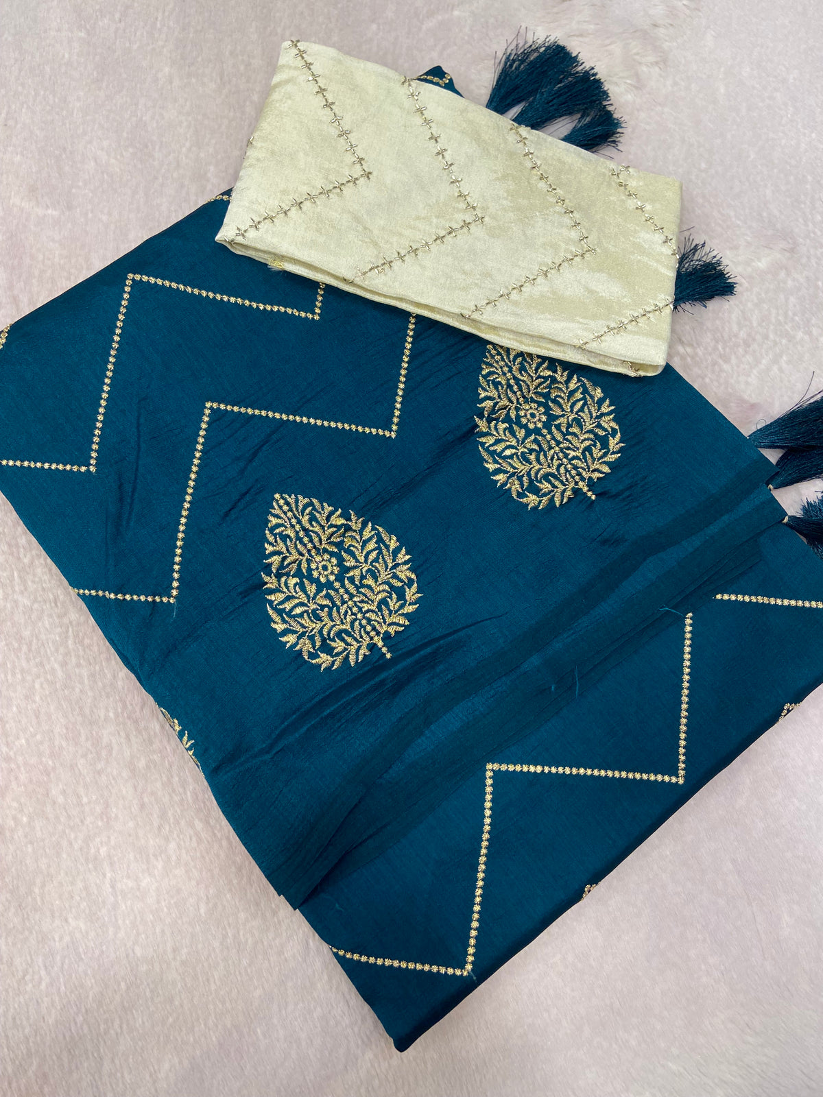 Butter Crepe Silk Saree (Dark💙)
