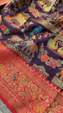 Pure Banarasi Crepe Satin Kalamkari Saree
