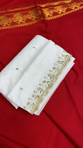 Premium Semi Crepe Mysore Silk Saree With Double Blouse❤️