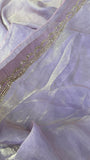 Premium Crush Organza Saree (Lavender)