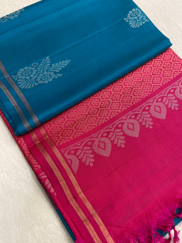 Half Mix Kanjeevaram Soft Silk Saree