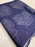 Linen cotton saree with mirror work- 902264